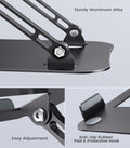 Adjustable Laptop Stand for Desk, Aluminum Portable Laptop Stand, Lightweight 500g, Foldable Ergonomic Computer Notebook stand Holder for 11-16"
