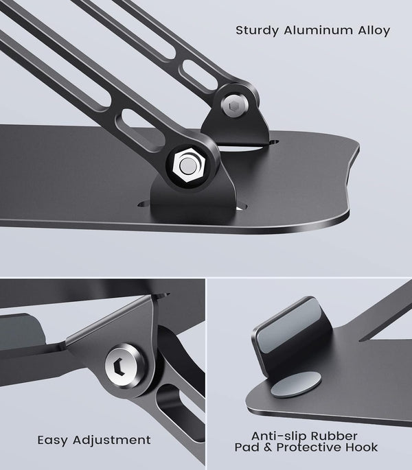 Adjustable Laptop Stand for Desk, Aluminum Portable Laptop Stand, Lightweight 500g, Foldable Ergonomic Computer Notebook stand Holder for 11-16"