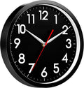 AKCISOT Wall Clock Modern Black Silent Non Ticking Wall Clocks Battery Operated 12 Inch, Small Analog Classic Clock Decorative for Bedroom,