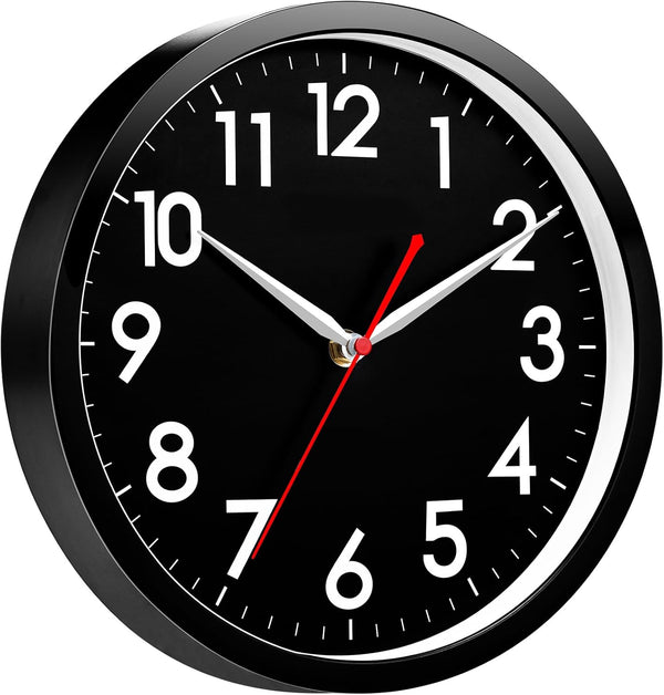 AKCISOT Wall Clock Modern Black Silent Non Ticking Wall Clocks Battery Operated 12 Inch, Small Analog Classic Clock Decorative for Bedroom,
