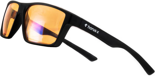Horus X - Gaming Glasses | Blue Light Blocking Computer Screen Glasses | anti Fatigue & Eyestrain for Men and Women | Amber