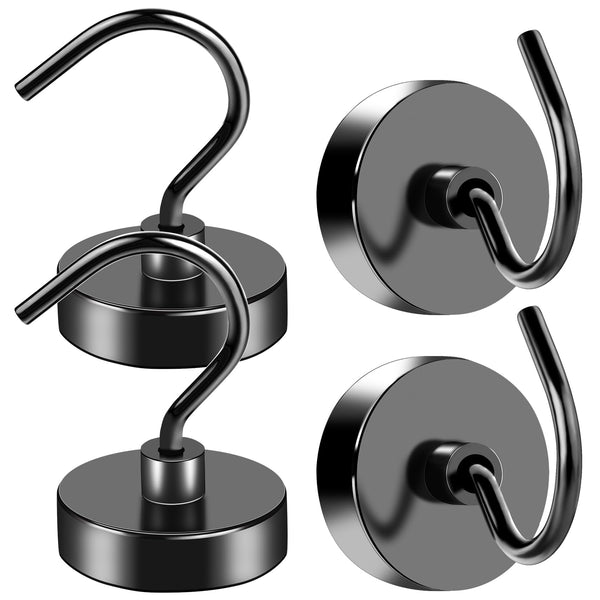 VNDUEEY 4 Pack 110 Lbs Magnetic Hooks Heavy Duty Neodymium Magnet Hook, Strong Magnetic Hooks for Hanging, Rust Proof Magnets with Hooks Magnetic