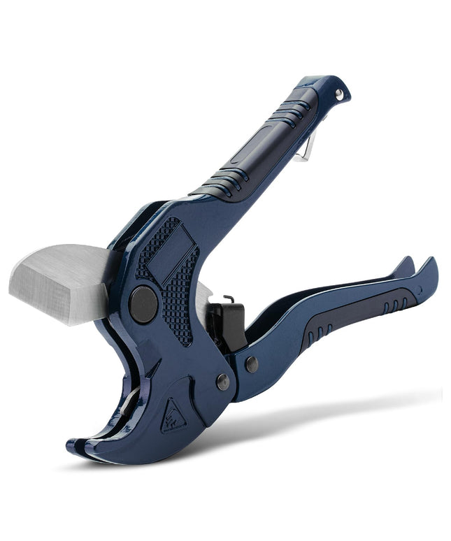 Bates- PVC Pipe Cutter, Cuts up to 1-5/8", Navy Blue Ratcheting PVC Pipe Cutter Tool, Pipe Cutters PVC Pipe Shears, Plas