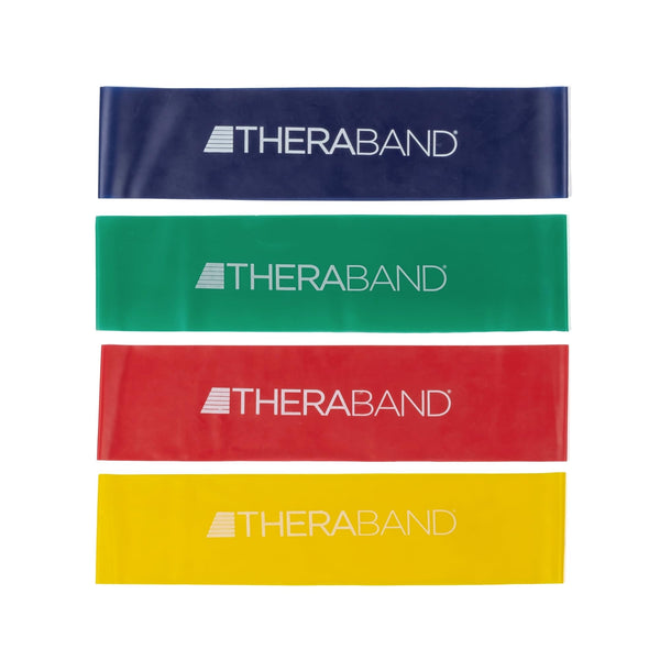 THERABAND Resistance Band Loop Set, Pack of 4, 12 Inch Band Loop Kit for Legs & Butt Workouts, Beginner to Advanced Levels for Exercise, Rehab,