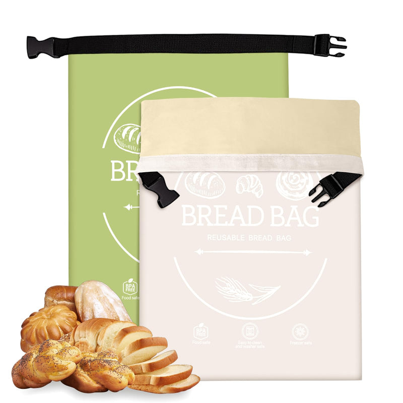 Bread Bags for Homemade with Beeswax Wrap - Zipper Reusable Bread Bag for Sourdough 2-Pack, Reusable Food Storage Bag to Keep Sourdough Fresh,