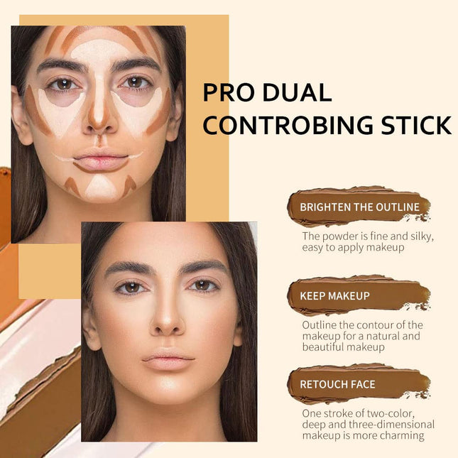 4 Colors Cream Contour Sticks Makeup Kit, Primer Face Highlighter Contouring for Beginners, Highlight and Contour Kit, C
