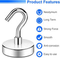 DIYMAG Magnetic Hooks Heavy Duty, 80 LBS Neodymium Magnet Hooks for Home, Kitchen, Workplace, Office, Garage and Indoor Hanging, Silver, Pack of 12