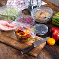 UPGRADED Thickened-Fresh Keeping Bags, Stretch Plastic Wrap Bowl Cover, Reusable Plastic Wrap for Food, Universal Kitchen Wrap Fresh Keeping Bags