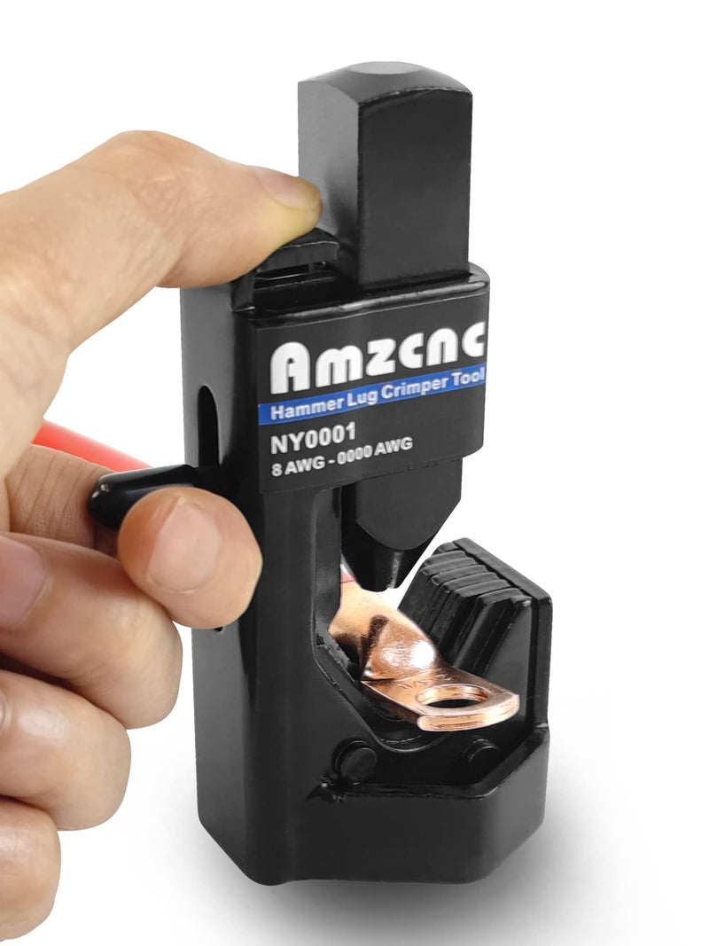 AMZCNC Hammer Lug Crimper Tool - 0000 AWG Battery and Welding Cables( 8 AWG to 4/0 Wire Gauge)