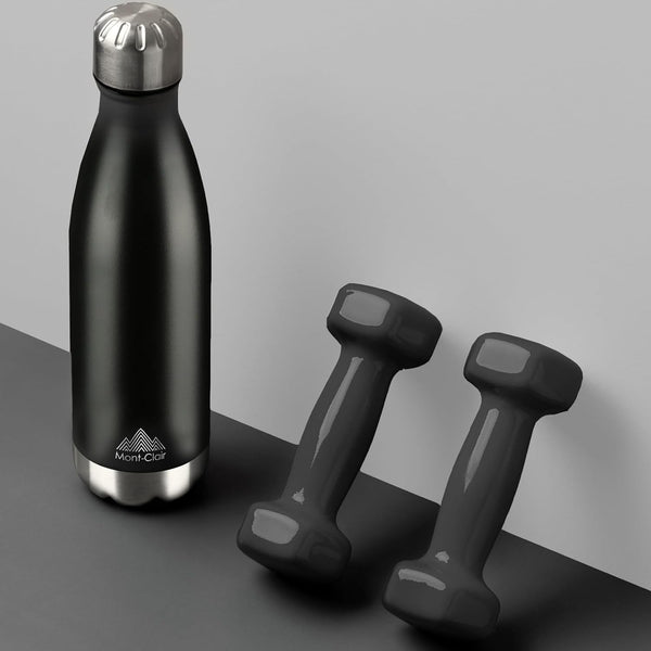H2O Stainless Steel Water Bottle, Vacuum Insulated - BPA Free, 12H Hot & 24H Cold Drinks Bottle, Metal, 17 Oz Leakproof, Ideal for Adult, Kids,