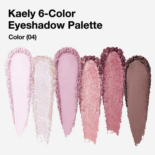 Kaely 6 Colors Mini Rose Gold Pink Eye Shadow Palette Makeup, Neutral Matte Shimmer Eyeshadow Palette for Older Women Highly Pigmented Waterproof,