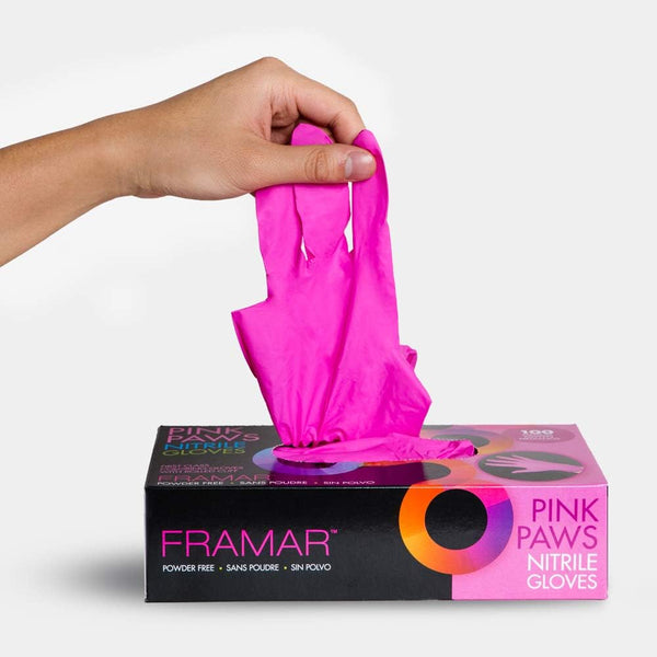 FRAMAR Pink Gloves Disposable Latex Free â Pink Nitrile Gloves Medium, Latex Free Glove Medium, Guantes De Nitrilo, for Hair Dye, Salon, Cleaning,