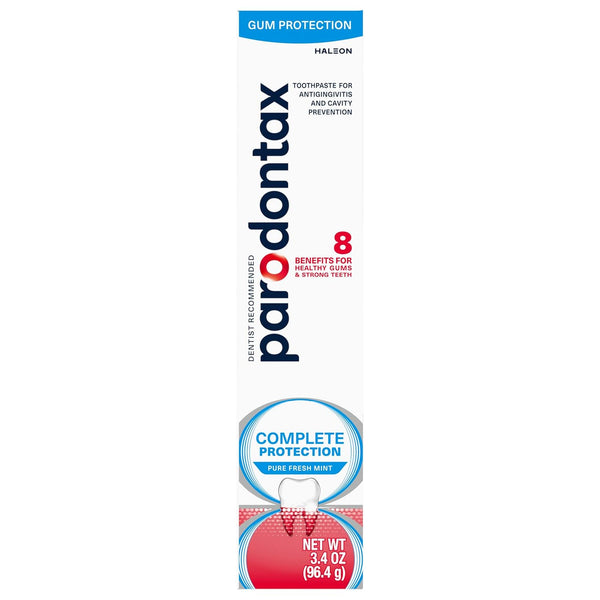 Parodontax Complete Protection Toothpaste for Bleeding Gums, Gingivitis Treatment and Cavity Prevention, Pure Fresh Mint - 3.4 Ounces
