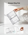 Vtopmart 4 Pack Clear Stackable Storage Drawers, 4.4'' Tall Acrylic Bathroom Makeup Organizer,Plastic Storage Bins for Vanity, Undersink, Kitchen