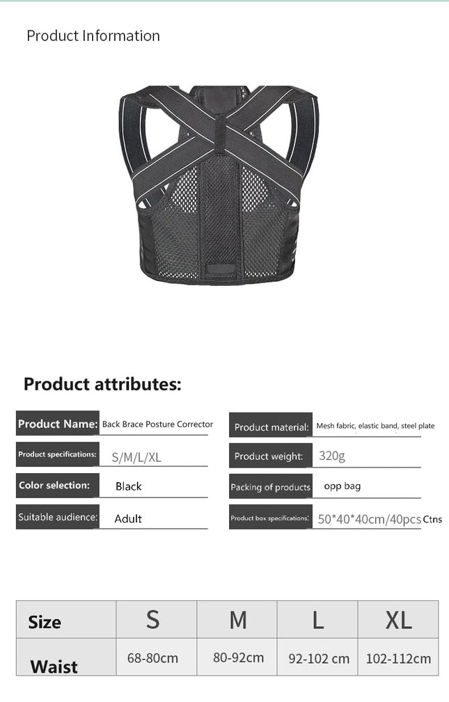 Back Brace Posture Corrector for Men and Women - Adjustable Posture Back Brace - Superior Comfort for Upper and Lower Ba