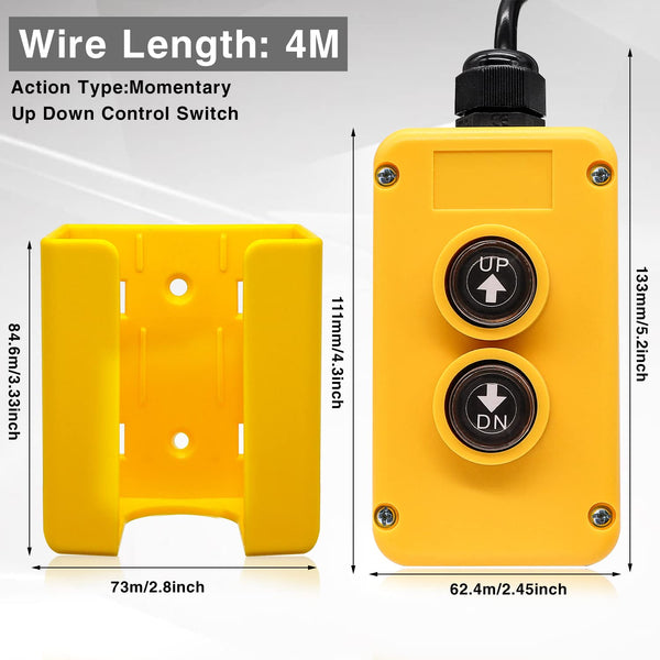 Taiss 4 Wire Dump Trailer Remote Control Switch 12V DC - Industrial Pushbutton up down Controller for Truck Lift Unloading Tipper F-G018-4W