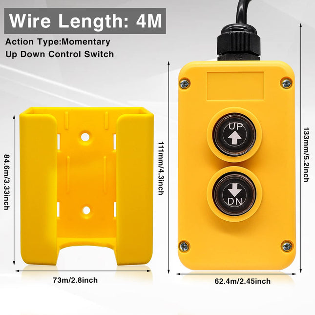 Taiss 4 Wire Dump Trailer Remote Control Switch 12V DC - Industrial Pushbutton up down Controller for Truck Lift Unloadi