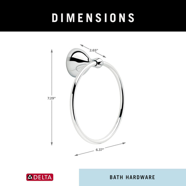 Delta Foundations (1-Pack) Hand Towel Holder Polished Chrome Towel Racks for Bathroom Wall round Towel Ring Holder for Bath Towel Hanger for