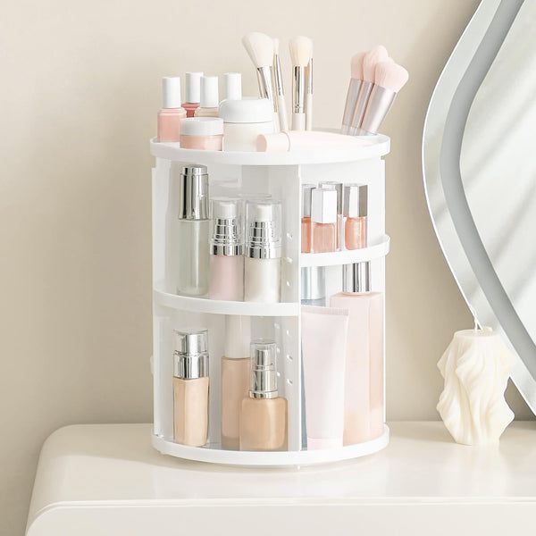 Hblife 360 Rotating Makeup Organizer Adjustable Carousel Large Capacity Revolving Perfume Organizer Skincare Organizers Cosmetic Storage Spinning
