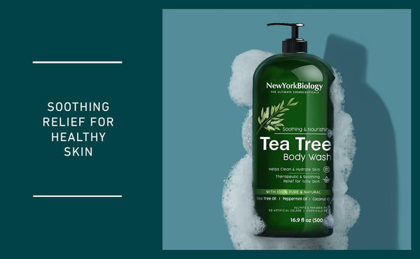 New York Biology Tea Tree Body Wash for Men and Women - Moisturizing Body Wash Helps Soothe Itchy Skin, Jock Itch, Athletes Foot, Nail Fungus,