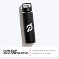 Peloton Glass Water Bottle | 16 Oz. Bottle with Non-Slip Silicone Sleeve, Easy-Screw Top Opening, and Travel-Friendly Handle, Black