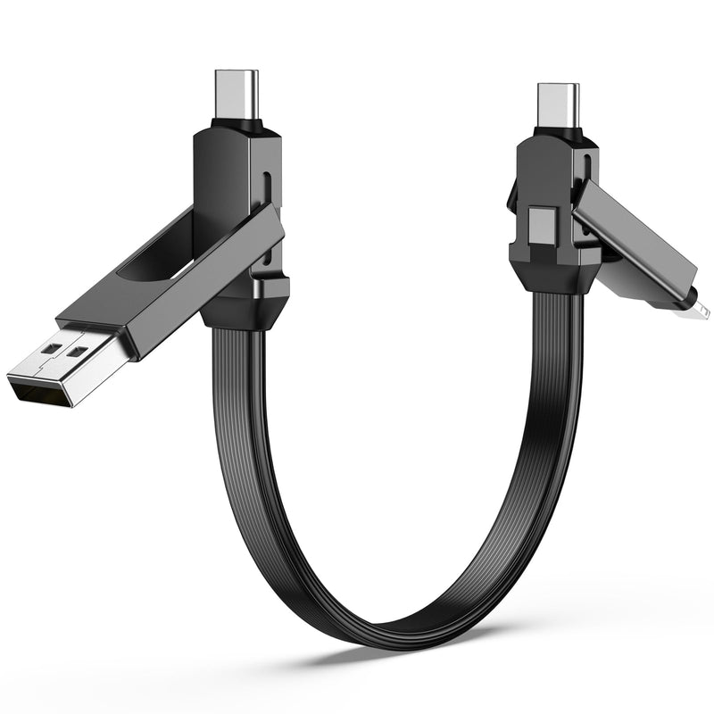 4 in 1 USB Charging Cable PD 60W Fast Charging & Data Sync USB C Cable Multi Charging Cable with Type C/USB a Ports for Power Bank, Galaxy, 10 Inches