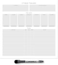 Dry Erase Whiteboard Fitness Tracker | Removeable and Restickable Adhesive Decal | Fine-Tip Magnetic Marker Included | 12" X 12" (White)