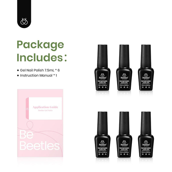 Beetles Spring Gel Nail Polish Set - 6 Colors Green Blue Glitter Gel Nail Polish Gel Soak off Uv Gel Polish Nail Art Manicure Gifts for Women