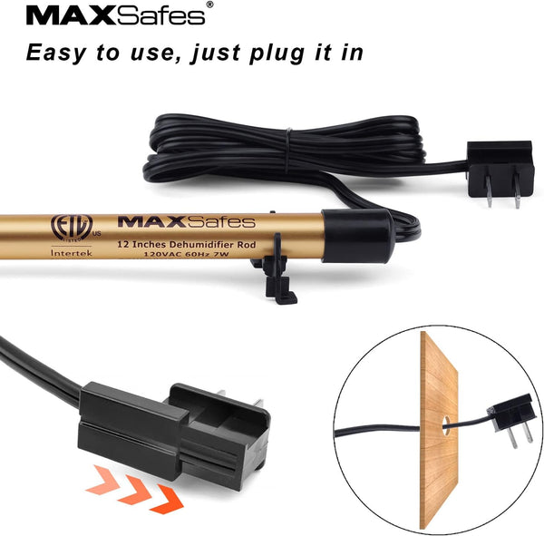 Gun Safe Dehumidifier Rod, Dry Rod - Easy Installation Plug-In Electric Dehumidifier Eliminates Moisture for Gun Safes & Cabinets, ETL Approved?12In