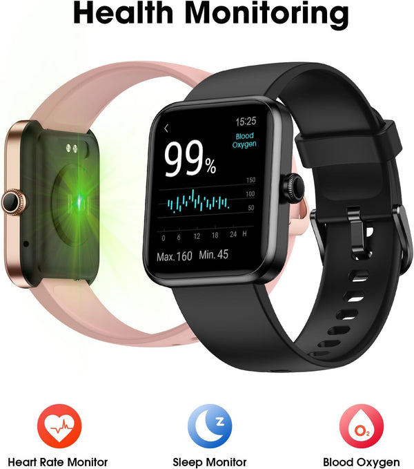 Fitness Tracker Watch, Step Tracker with Heart Rate, Blood Oxygen Sleep Monitor, 5ATM Waterproof Pedometer, Step Calorie Counter, Health Fitness