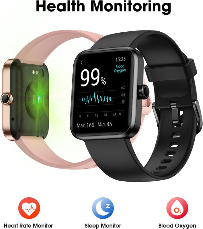Fitness Tracker Watch, Step Tracker with Heart Rate, Blood Oxygen Sleep Monitor, 5ATM Waterproof Pedometer, Step Calorie