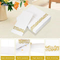 I00000 200 Pack Gold Napkins Disposable Hand Towels, Soft and Absorbent Christmas Bathroom Napkins Disposable, White and Gold for Christmas Party