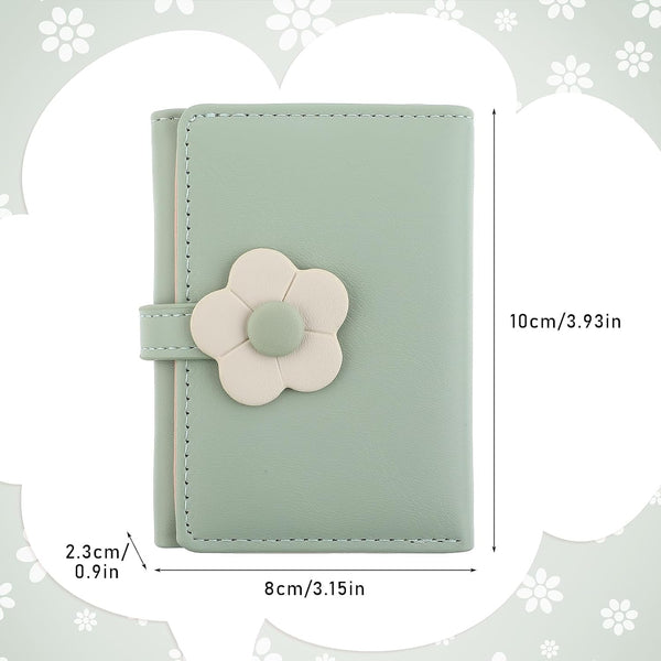 Lusofie Cute Wallet for Teen Girl PU Leather Trifold Small Wallet Cash Pocket Flowers Print Card Holder Coin Purse with ID Window for Girls Women