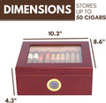 Premium Cigar Humidor for 25-50 Cigars - Elegant Humidor Humidor with Hygrometer and Humidifier - Cedar Lined Cigar Box for Optimal Humidity