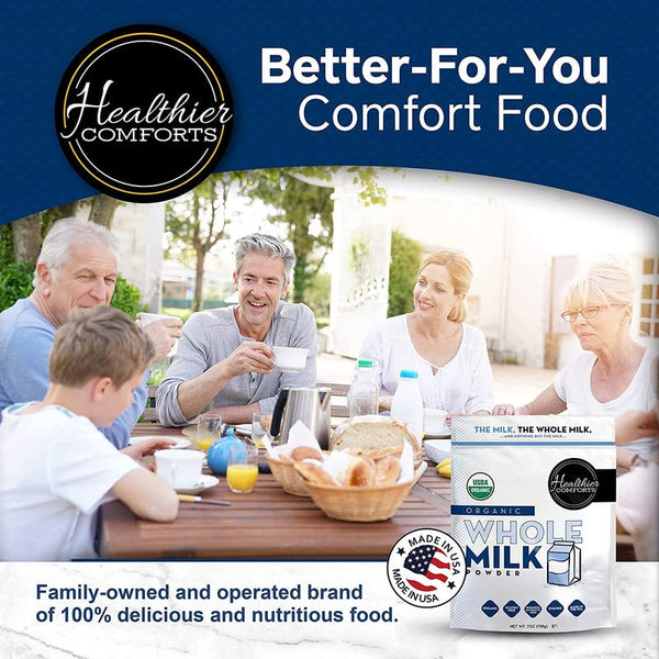 Healthier Comforts Organic Whole Milk Powder | Certified USDA Organic Powdered Milk | Kosher, Gluten Free, Non-Gmo Dry Milk Powder Whole Milk |