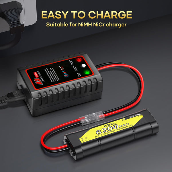 7.2V 6200Mah NIMH Battery for RC Cars, 6-Cell Flat Rechargeable Battery Pack, Replacement Hobby Battery with Tamiya Connector for Car Truck Truggy