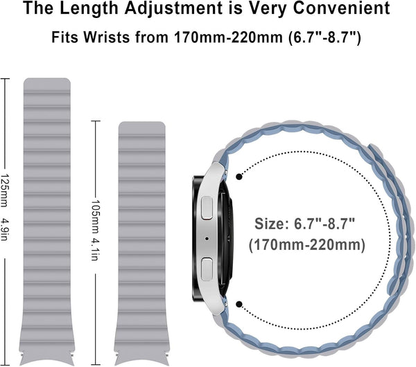 Anlinser Magnetic Bands Compatible with Samsung Galaxy Watch 7/6/5/4/FE Band 44Mm 40Mm, Galaxy Watch 6 Classic 47Mm 43Mm/5 Pro 45Mm, Waterproof