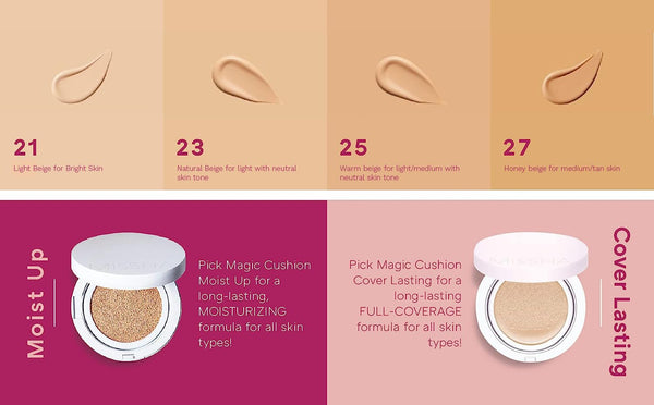 MISSHA Magic Cushion Foundation No.23 Natural Beige for Light with Neutral Skin Tone - Flawless Coverage, Dewy Finish, Easy Application for All