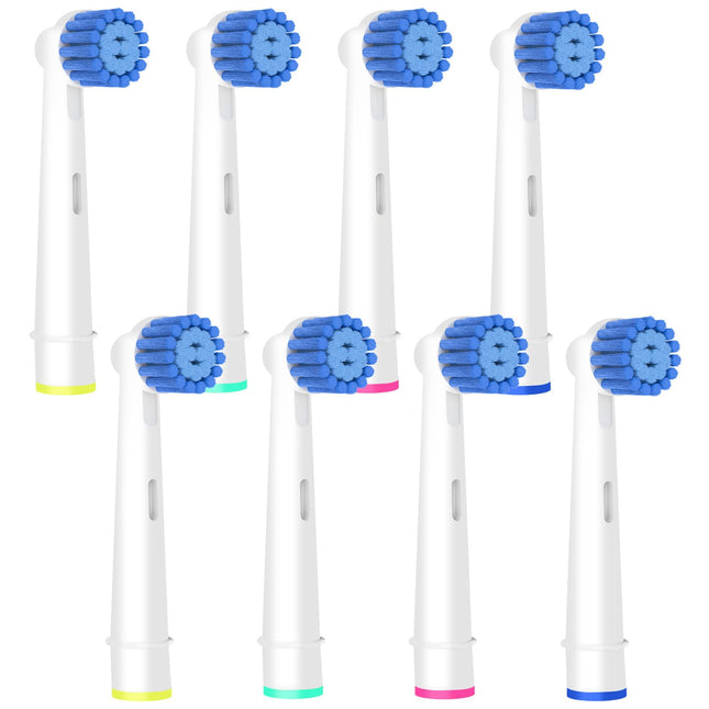 8 Pack Sensitive Gum Care Replacement Brush Heads Compatible with Oral B Braun Electric Toothbrush. Soft Bristle for Sup