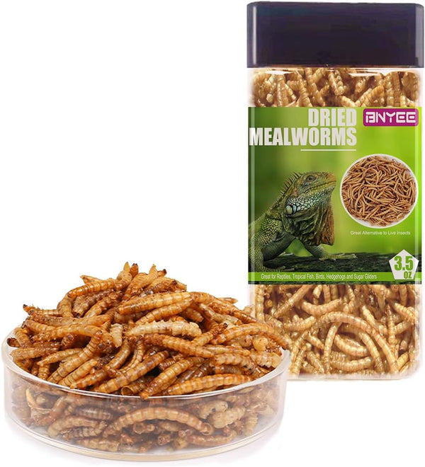 Reptile Food Dried Mealworms Pet Worms Food for Bearded Dragon, Lizard, Turtles, Chameleon, Monitor, Frog, Sugar Glider, Chickens, Birds, Hamsters