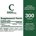 Nature's Bounty Vitamin C 1000mg, Supports Immune and Antioxidant Health, Vitamin C Supplement, 1 Per Day, 300 Vegetarian Caplets 300 Count (Pack