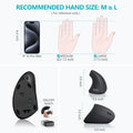 Lekvey Ergonomic Mouse, Vertical Wireless Mouse - Rechargeable 2.4Ghz Optical Vertical Mice : 3 Adjustable DPI 800/1200/1600 Levels 6 Buttons, for