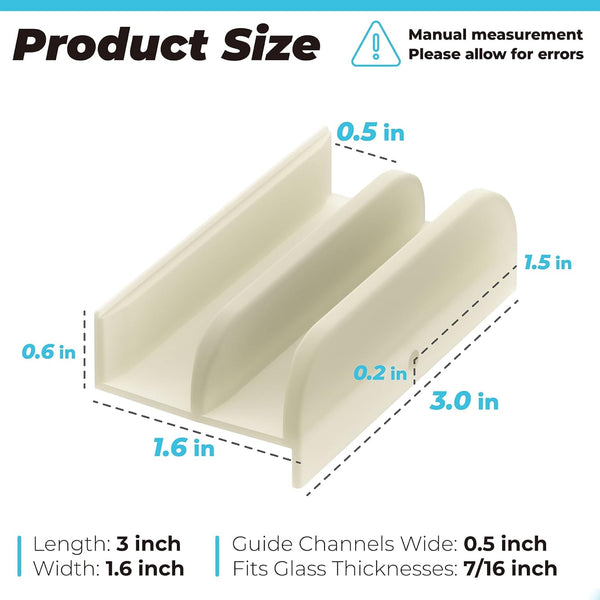 M6219 Sliding Shower Door Bottom Guide Fits for Sliding Shower Door (Top Hung) Tub Enclosure Systems, 1/2 in Channels for Glass Shower Door
