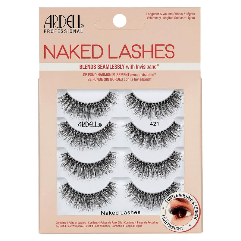 Ardell Naked Strip Lashes 421 â Natural-Looking, Long-Lasting False Eyelashes with Invisiband for Seamless Blend, 4 Pairs, 1-Pack
