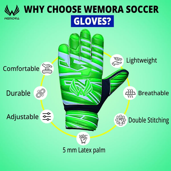 Soccer Goalie Gloves for Kids Youth Junior Boys 4Mm anti Slip Strong Grips Palm Football Goalkeeper Gloves