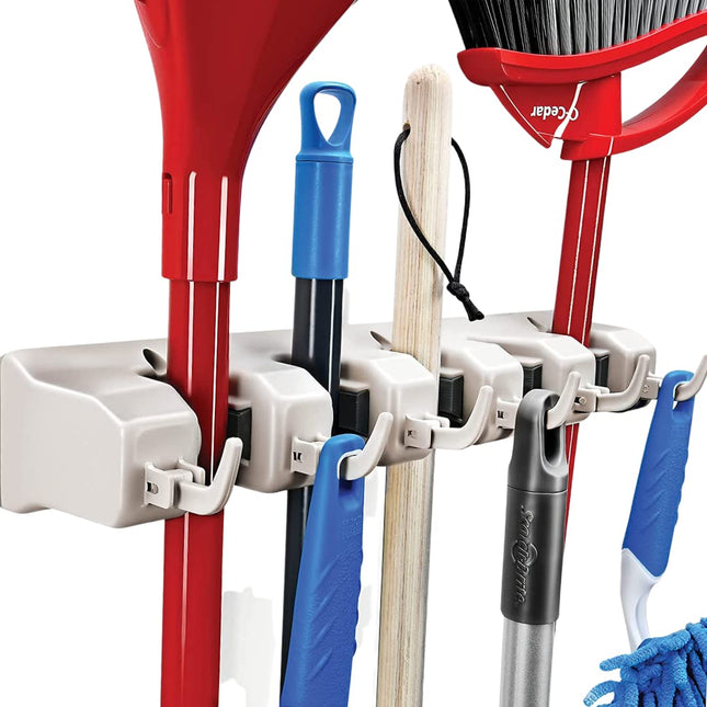 Home-It Mop and Broom Holder Wall Mount Garden Tool Storage Tool Rack Storage & Organization for the Home Plastic Hanger