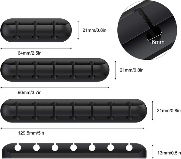 SOULWIT Cable Holder Clips, 3-Pack Cable Management Cord Organizer Clips Silicone Self Adhesive for Desktop USB Charging Cable Nightstand Power
