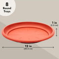 Juvale 8-Pack round Plastic Plant Saucer Drip Trays, Terracotta Flower Pot Saucers, Dish for Indoors, Outdoors, Garden, Potted Plants, Patio,