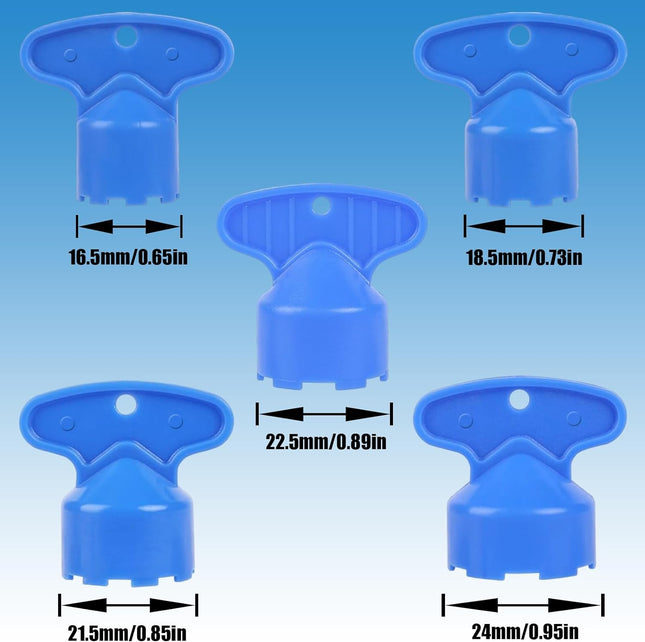 5 Pcs Cache Faucet Key Removal Wrench Tool with 5 Sizes M16.5, M18.5, M21.5, M22.5, M24 Recessed Aerator Key Sink Faucet