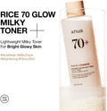 ANUA Rice 70 Glow Milky Toner, for Glass Skin, Rice Water, Niacinamide, Ceramides, Panthenol, Fragrance-Free, Non Comedogenic, Fungal Acne Safe,